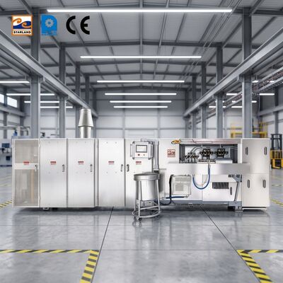 Linea di produzione automatica di coni di wafer dotata di controllo digitale della temperatura sul display e di sistema di controllo PLC per una produzione costante