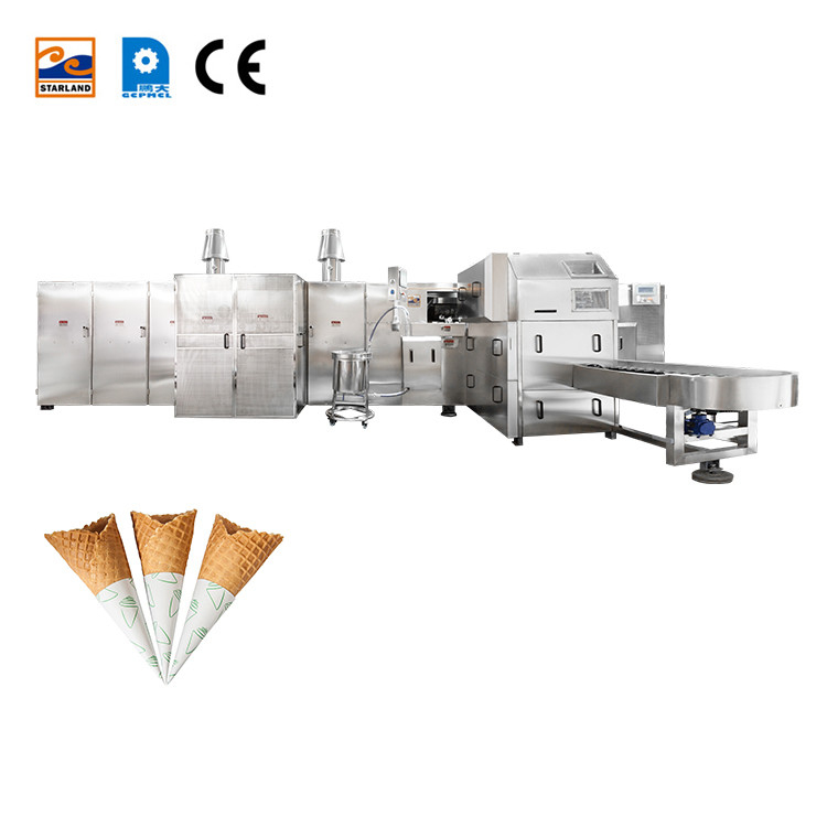 Linea di produzione del cono gelato 1.5KW 14m lungamente 89 modelli bollenti