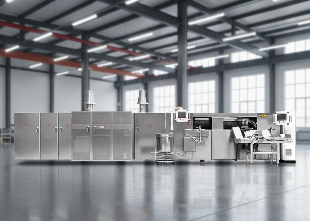 Attrezzatura per la produzione di biscotti in acciaio inossidabile combinata con linea di produzione automatica di cialde arrotolate che garantisce biscotti e produzione costanti