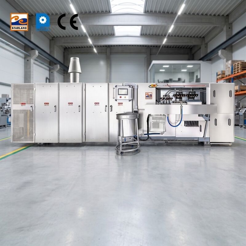 Linea di produzione di coni di wafer che offre un processo di produzione stabile e continuo con un controllo preciso della temperatura e del tempo