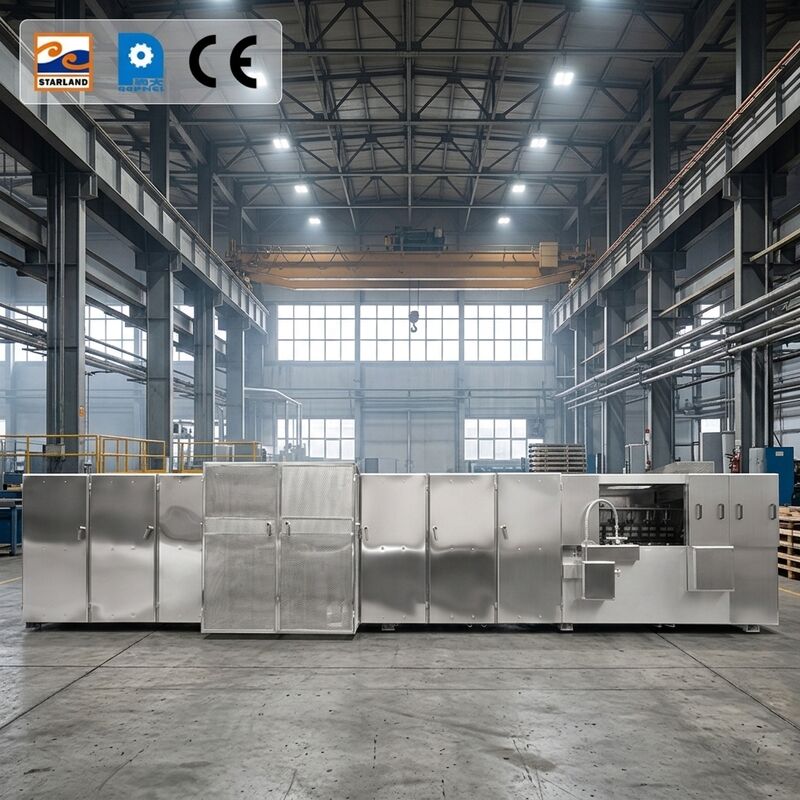Linea di produzione di wafer in acciaio inossidabile Monaka, inclusa la soluzione di controllo della temperatura del display digitale per la produzione di biscotti da wafer