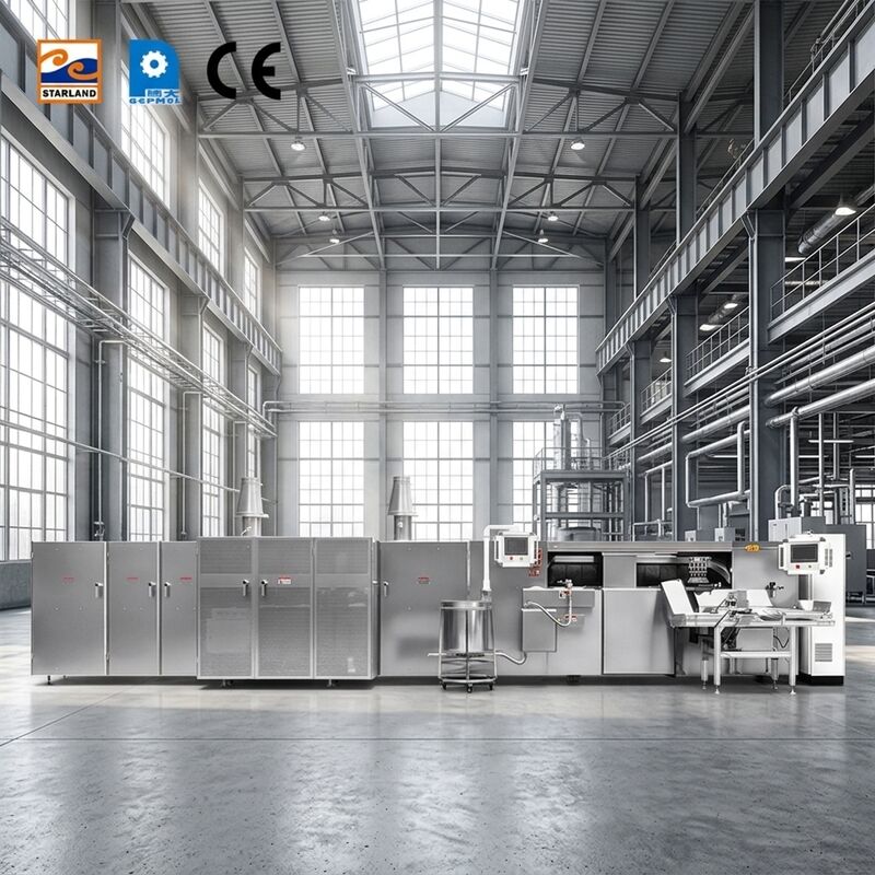 Linea di produzione automatica di rotoli di uova con linea di produzione automatica di rotoli di waffle per migliorare l'efficienza della produzione