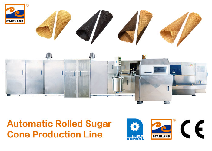 Linea di produzione automatica certificata CE del cono dello zucchero con velocemente riscaldare forno, un cono gelato bollente Productio di 63 piatti